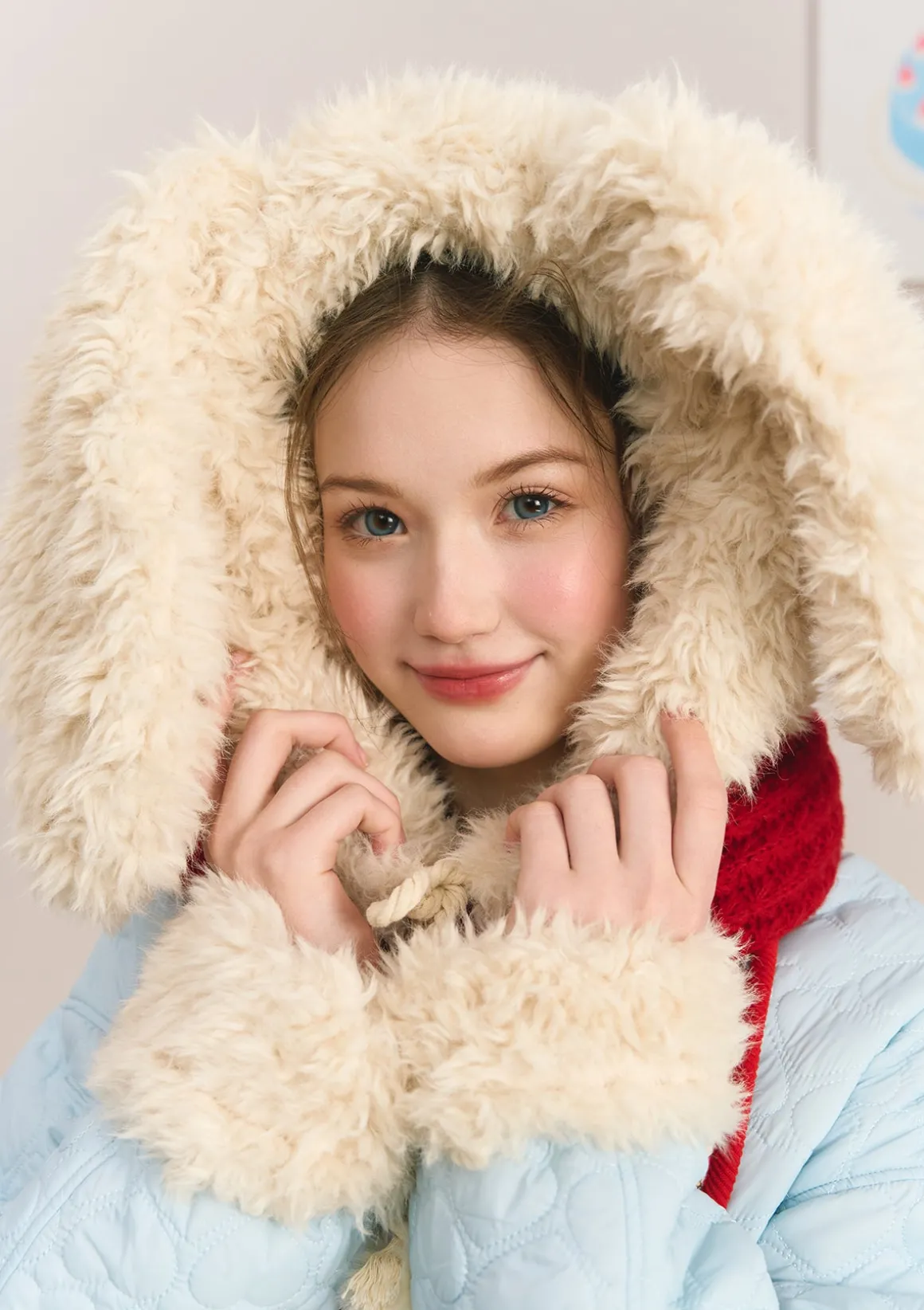 Berry Katie Rabbit Plush Coat