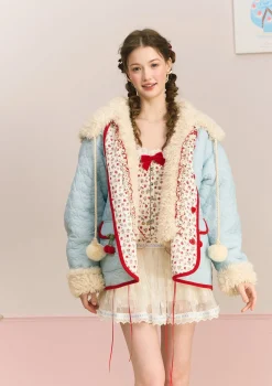Berry Katie Rabbit Plush Coat