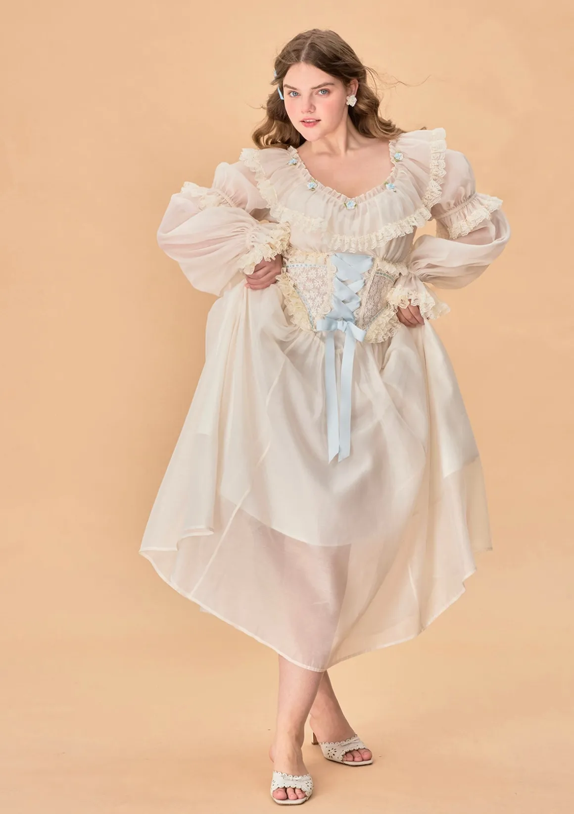 Curve & Plus Blue Hydrangea Corset Dress