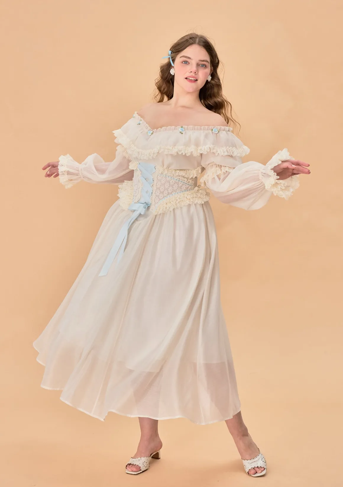 Curve & Plus Blue Hydrangea Corset Dress