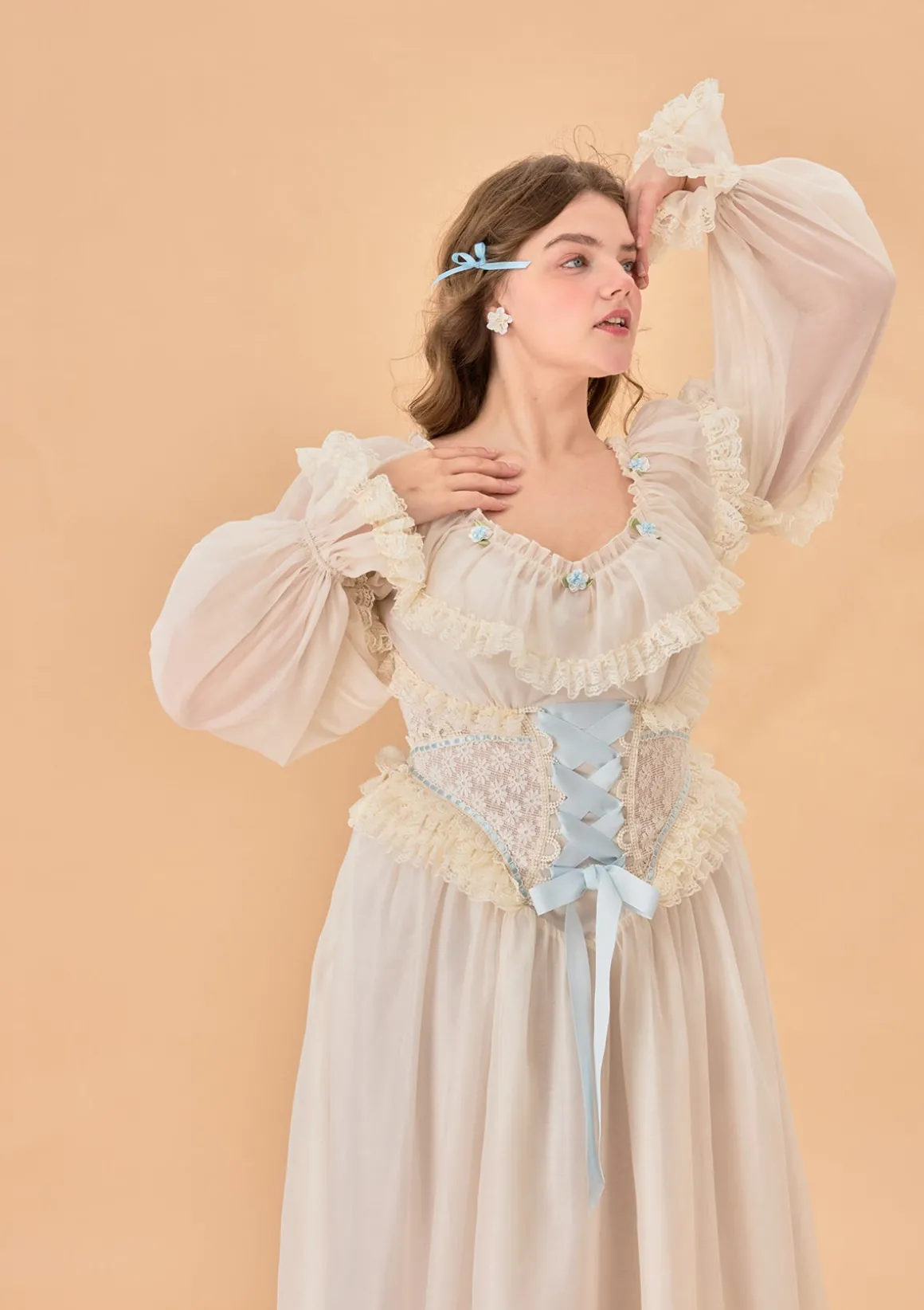 Curve & Plus Blue Hydrangea Corset Dress