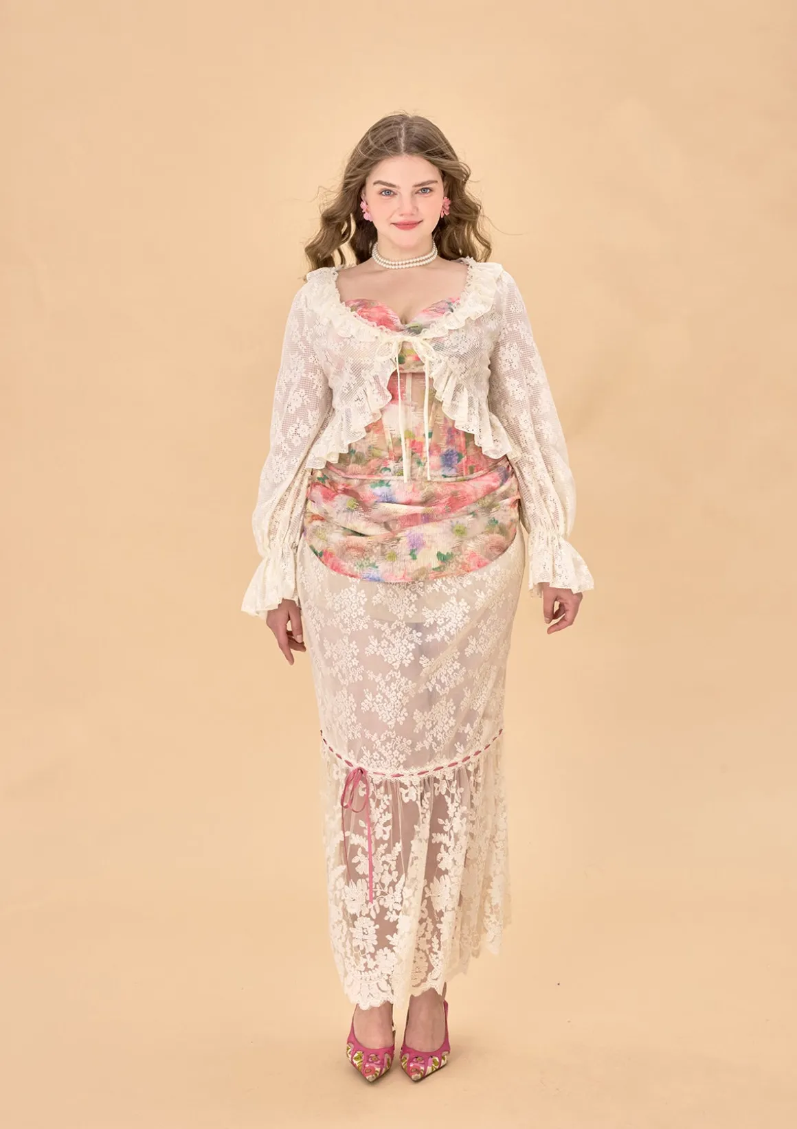 Curve & Plus Floral Mirror Skirt