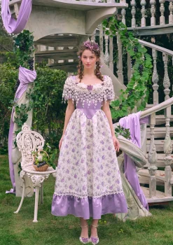 Curve & Plus Purple Jacquard Vine Corset Dress