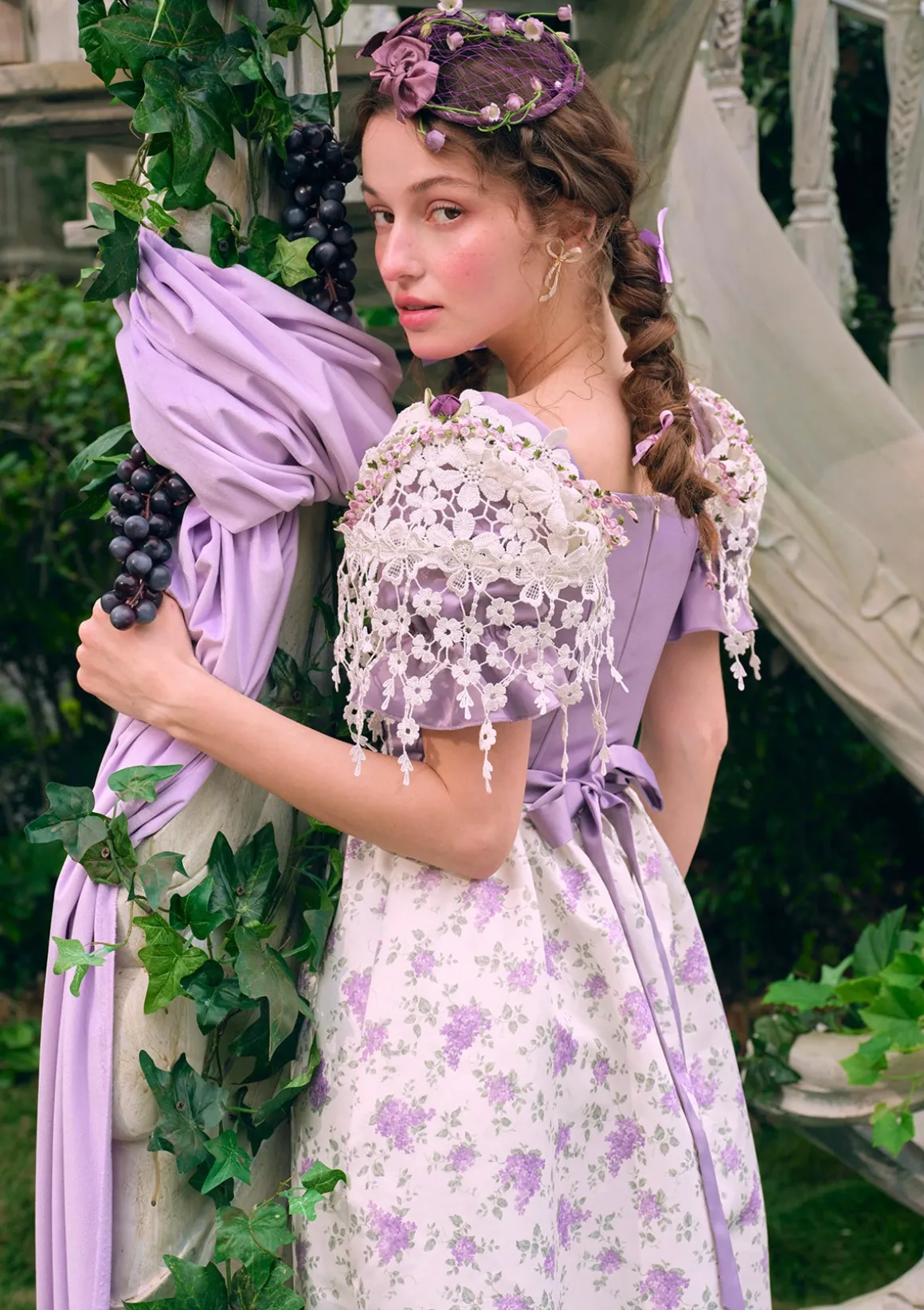Curve & Plus Purple Jacquard Vine Corset Dress