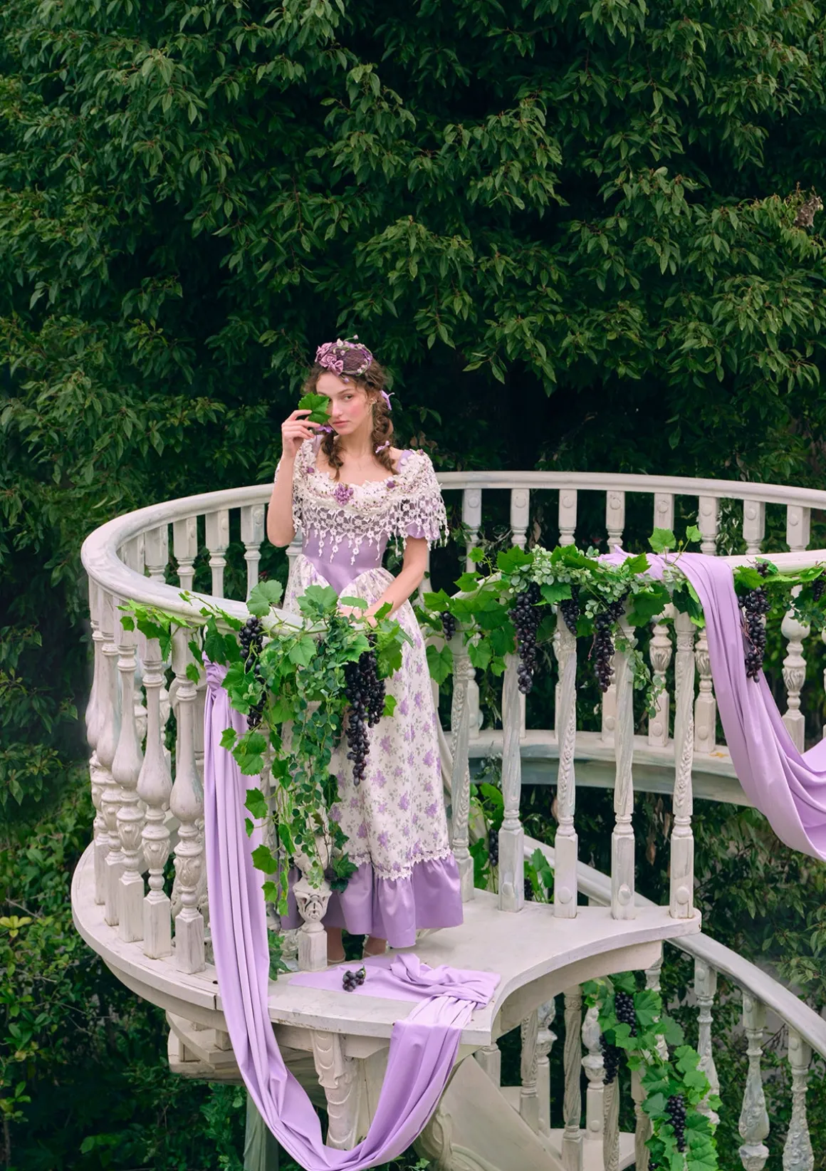 Curve & Plus Purple Jacquard Vine Corset Dress