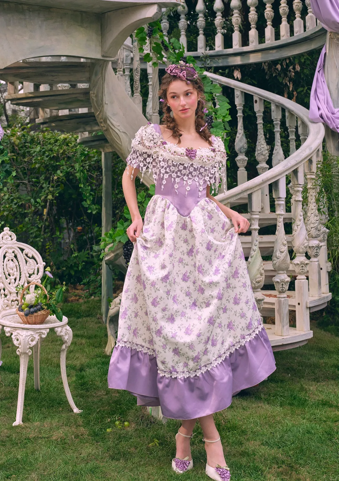 Curve & Plus Purple Jacquard Vine Corset Dress