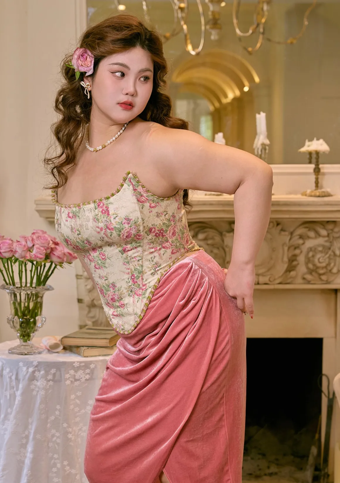 Curve & Plus Spring Peach Skirt