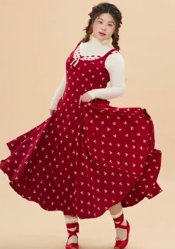 Curve & Plus Strawberry Newspaper Office Dress