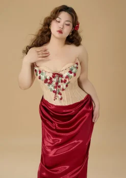 Curve & Plus Strawberry Pinot Noir Corset Dress