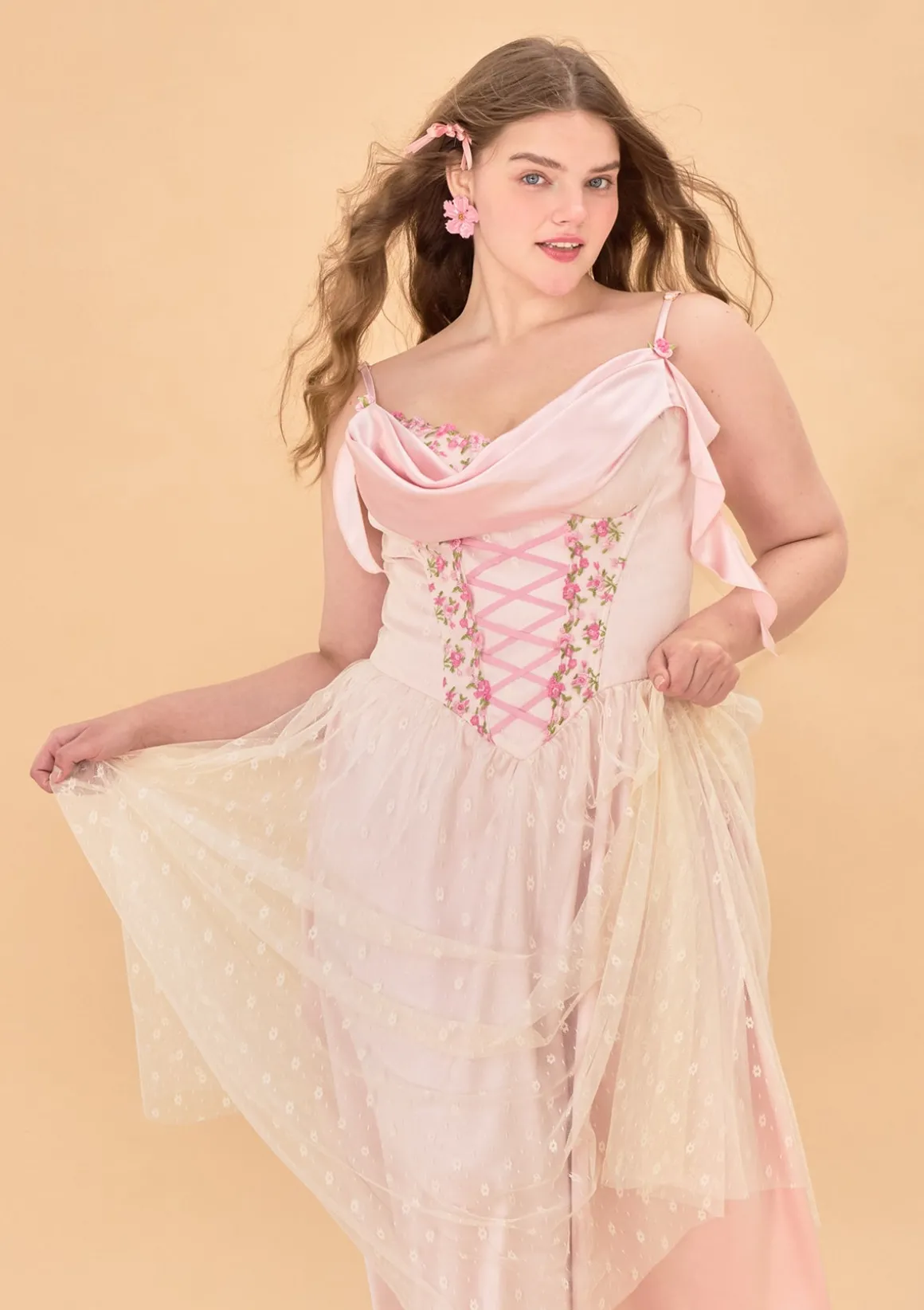 Curve & Plus Tuberose Floral Loli Corset Dress