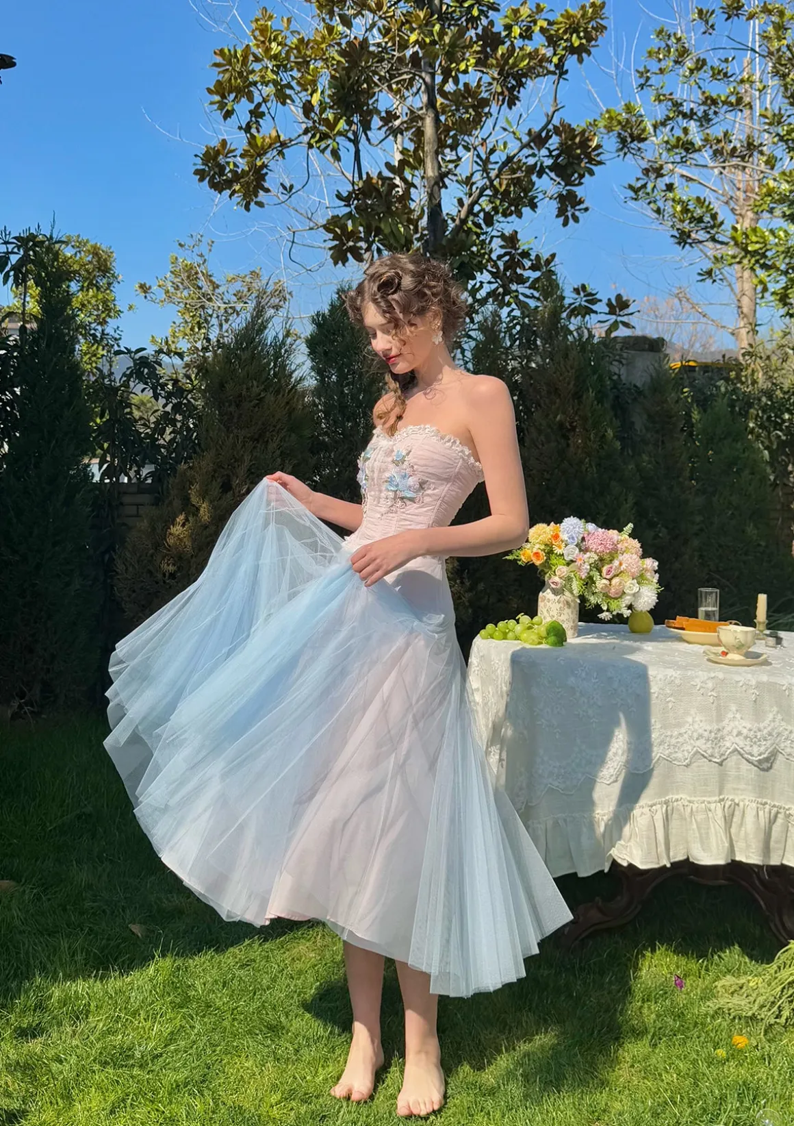 The Blue Lily Gauze Skirt