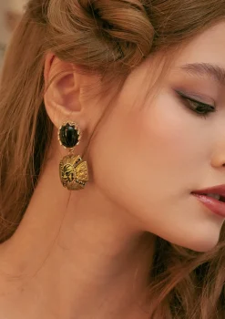 Thorn Black Agate Earring