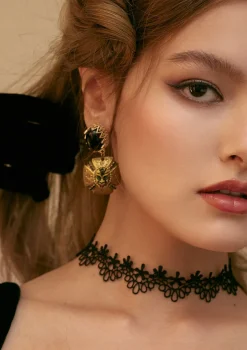Thorn Black Agate Earring