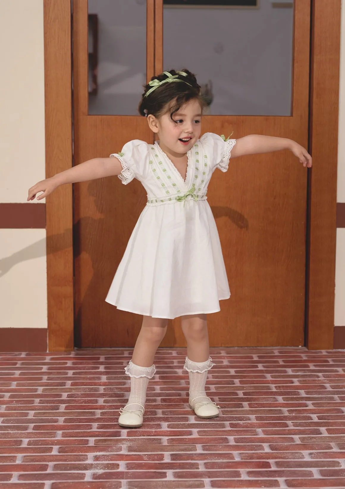 Toddler Girl Green Apple Paradise Dress