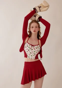Vibrant Strawberry Sports Cardigan